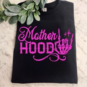 Motherhood shirt cute retro skeleton hand humor mom mama pink